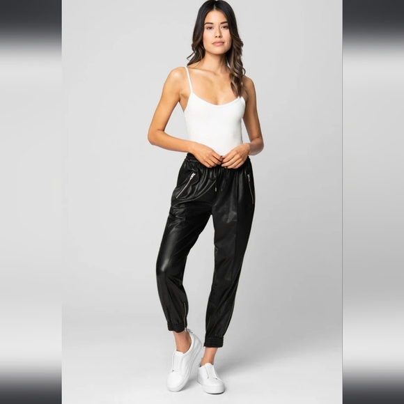 Blank NYC Running Wild Jogger vegan leather black 24 - Picture 1 of 5